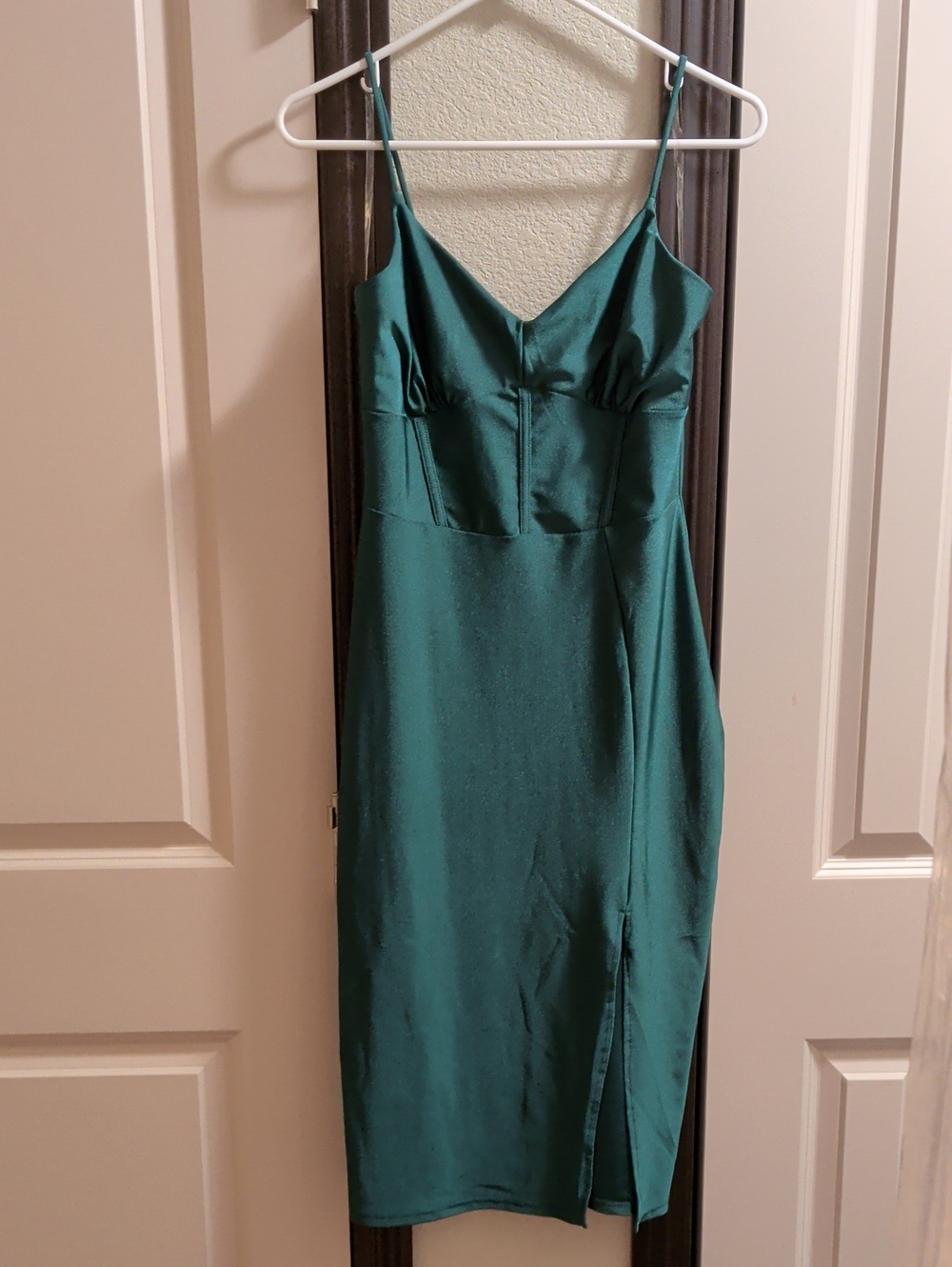 Emerald Green Satin Dress
